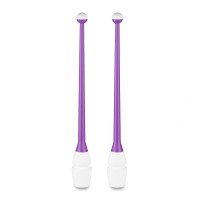 Булавы для художественной гимнастики Indigo 41 см, пластик, каучук, 2шт IN018-VW фиолетовый-белый
