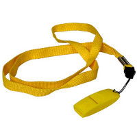 Свисток пластиковый без шарика судейский для зимних видов спорта со шнурком, Россия желтый