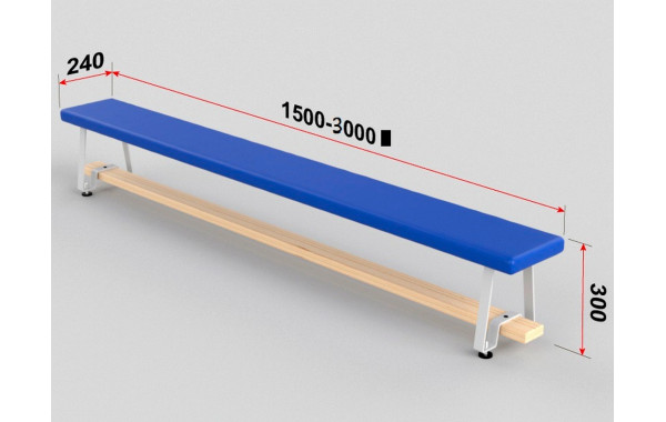 Скамейка гимнастическая полумягкая, ножка - металл Glav 04.303.1-2000 Длина 200см 600_380