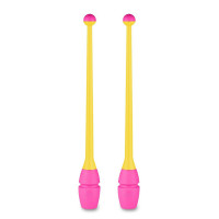 Булавы для художественной гимнастики Indigo 36 см, пластик, каучук, 2шт IN017-YP желтый-розовый