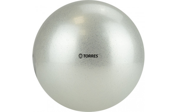 Мяч для художественной гимнастики Torres AGP-15-07, диам. 15 см, ПВХ, жемчужный с блестками 600_380