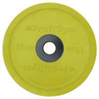 Диск Profigym олимпийский (51мм) обрезиненный 15 кг, желтый ДОЦ-15/51