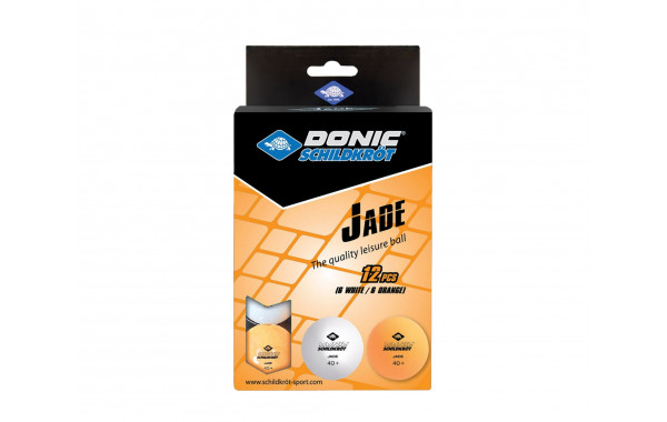 Мячики для настольного тенниса Donic Jade 40+,12 штук 618045 белый + оранжевый 600_380