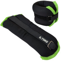 Утяжелители Sportex (2х0,75кг) (нейлон) в сумке (черный с зеленой окантовкой) ALT Sport HKAW101-5