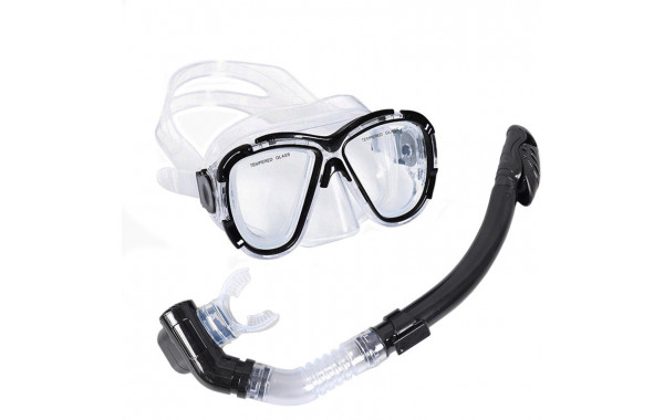 Набор для плавания взрослый Sportex маска+трубка (Силикон) E39238 черный 600_380