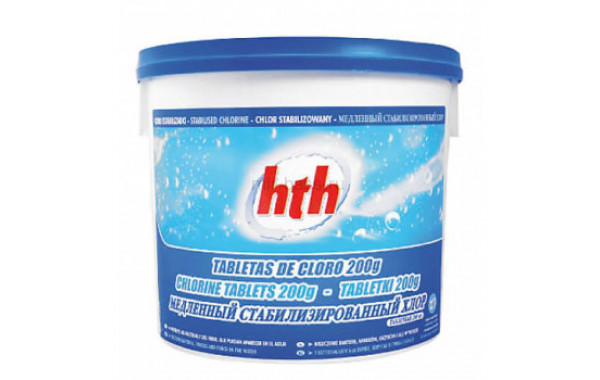 Медленный стабилизированный хлор HtH в таблетках по 200гр 5кг C800503H8 600_380