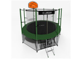 Батут i-Jump Classic Basket 10FT 306 см с нижней сетью и лестницей зеленый