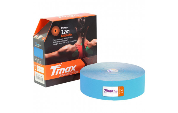 Тейп кинезиологический Tmax 32m Extra Sticky Blue 5 см x 32 м 423228 голубой 600_380