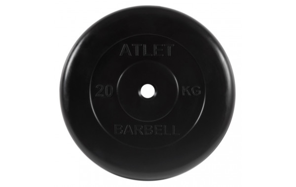 Диск обрезиненный d26мм MB Barbell MB-AtletB26-20 20кг черный 600_380
