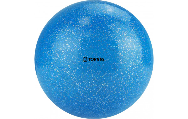 Мяч для художественной гимнастики Torres AGP-15-06, диам. 15 см, ПВХ, небесный с блестками 600_380