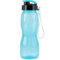 Бутылка для воды 550 мл WOWBOTTLES, шнурок в комплекте, прозрачно/голубой КК0471