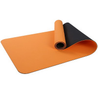 Коврик для фитнеса и йоги Larsen TPE двухцветный оранж/черный р183х61х0,6см