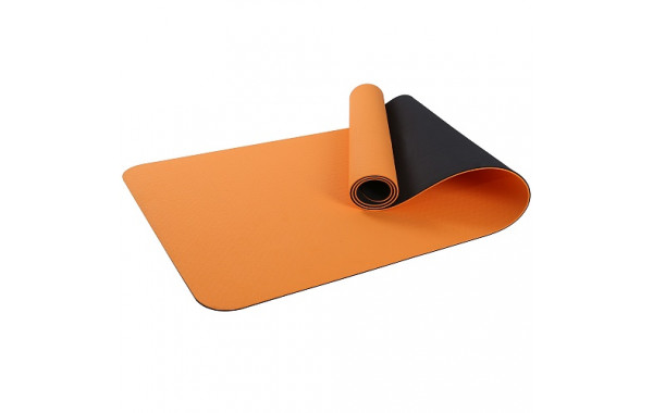 Коврик для фитнеса и йоги Larsen TPE двухцветный оранж/черный р183х61х0,6см 600_380