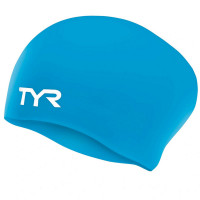 Шапочка для плавания подростковая TYR Long Hair Wrinkle-Free Silicone Cap Jr LCSJRL-420 голубой