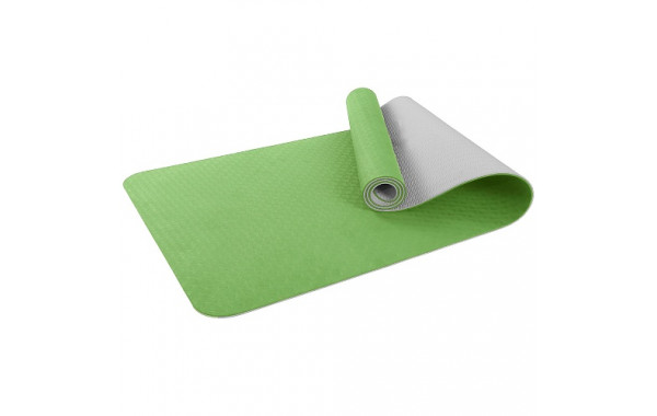 Коврик для фитнеса и йоги Larsen TPE двухцветный зелен/серый р183х61х0,6см 600_380