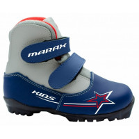 Ботинки лыжные NNN Marax Kids системные, на липучке, синий-серебро