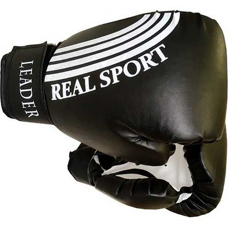 Боксерские перчатки Real Sport Leader черный 10 oz 800_800