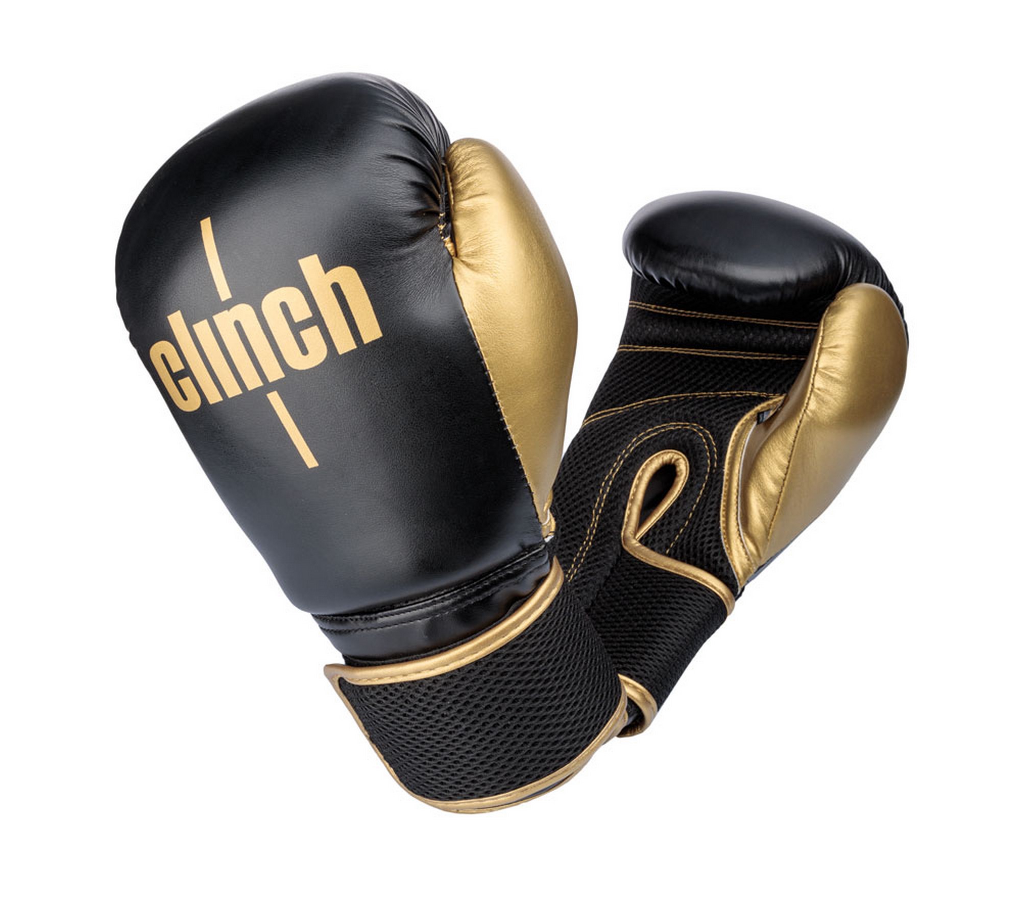 Перчатки боксерские вес 10 унций Clinch Aero C135 черно-золотой 2000_1780