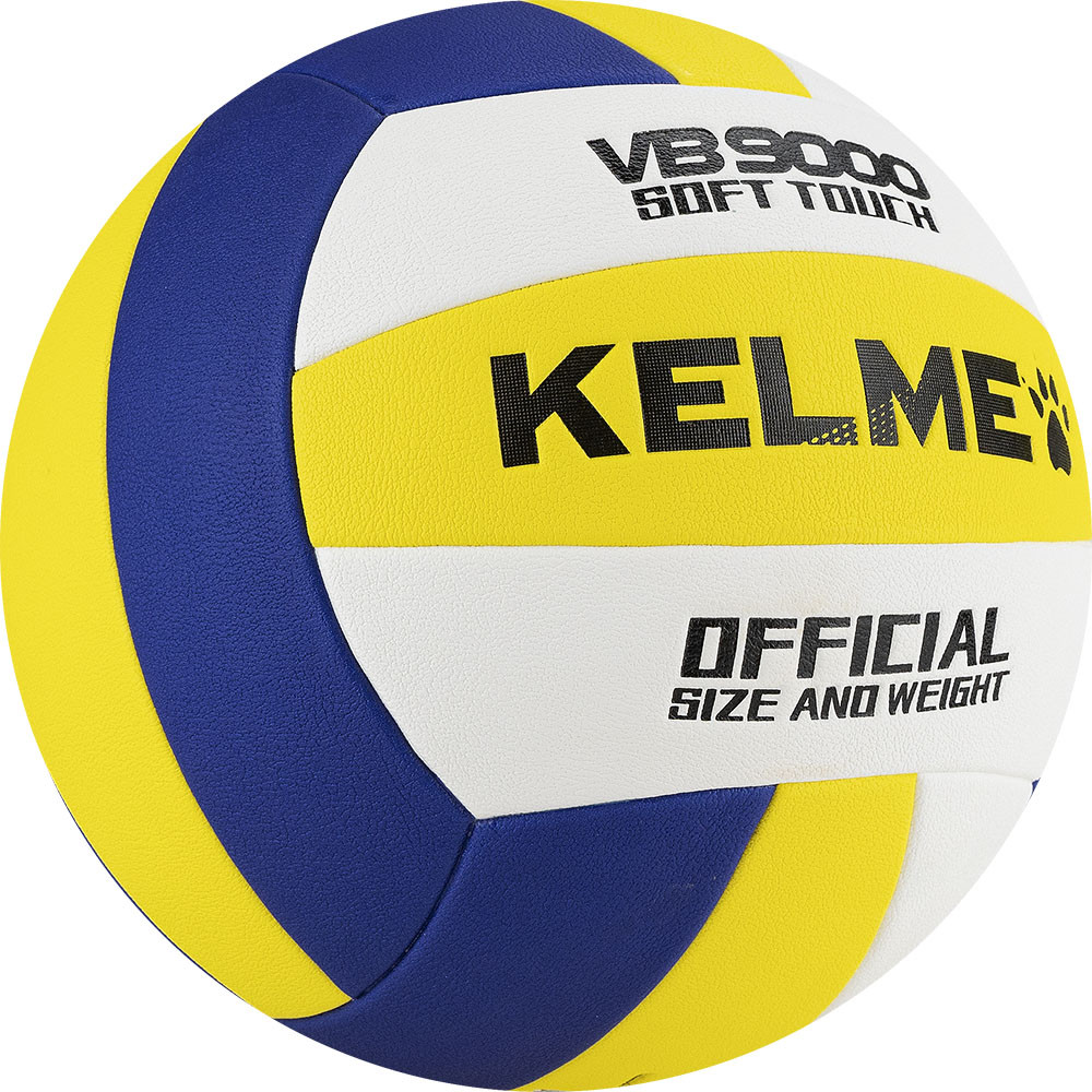 Мяч волейбольный Kelme 9806140-141, р. 5, 18 пан., синт.кожа (ПУ), клееный, бело-желто-синий 1000_1000