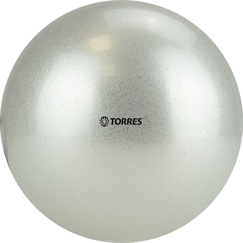 Мяч для художественной гимнастики Torres AGP-15-07, диам. 15 см, ПВХ, жемчужный с блестками 1000_1000