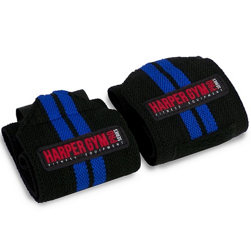 Суппорт запястья эластичный Harper Gym Pro Series JE-2672 черный\синий (пара) 800_800