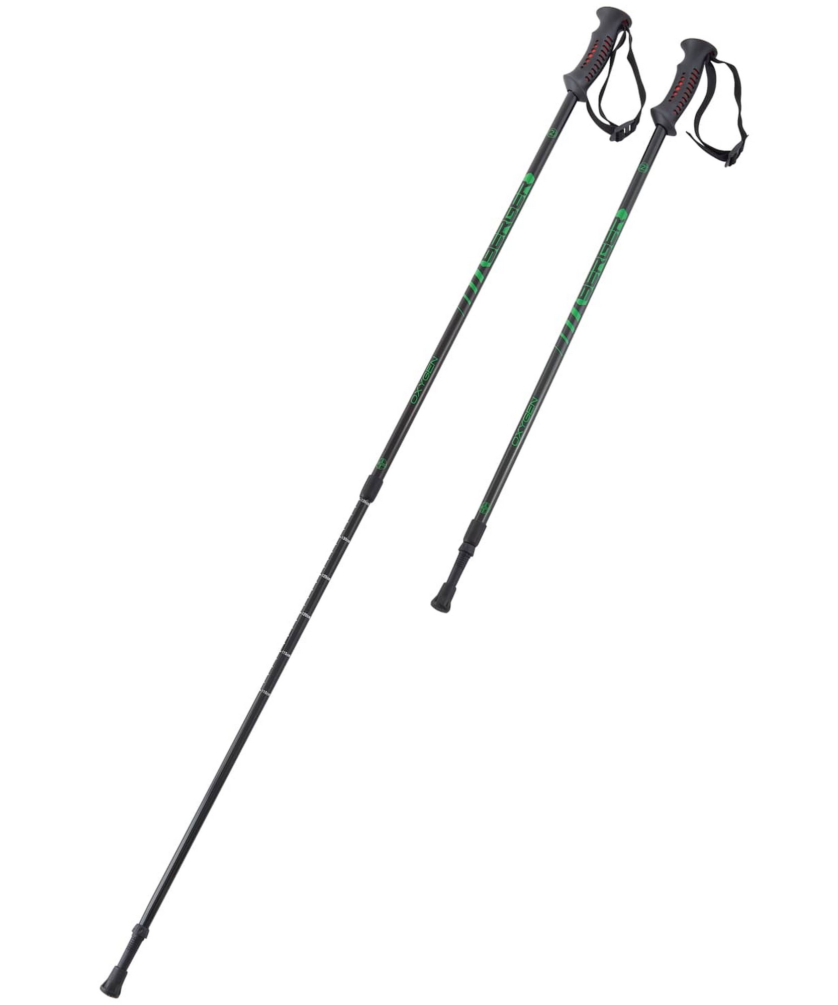 Скандинавские палки Berger Oxygen 2-секционные, 77-135 см, черный\зеленый 1667_2000