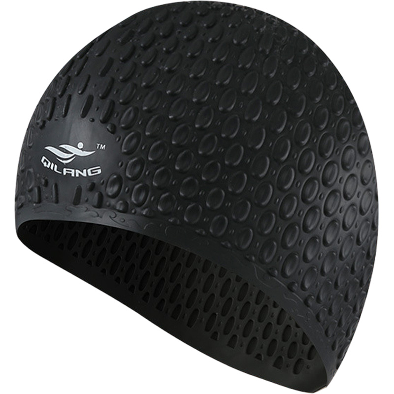 Шапочка для плавания силиконовая Bubble Cap (черная) Sportex E41534 800_800