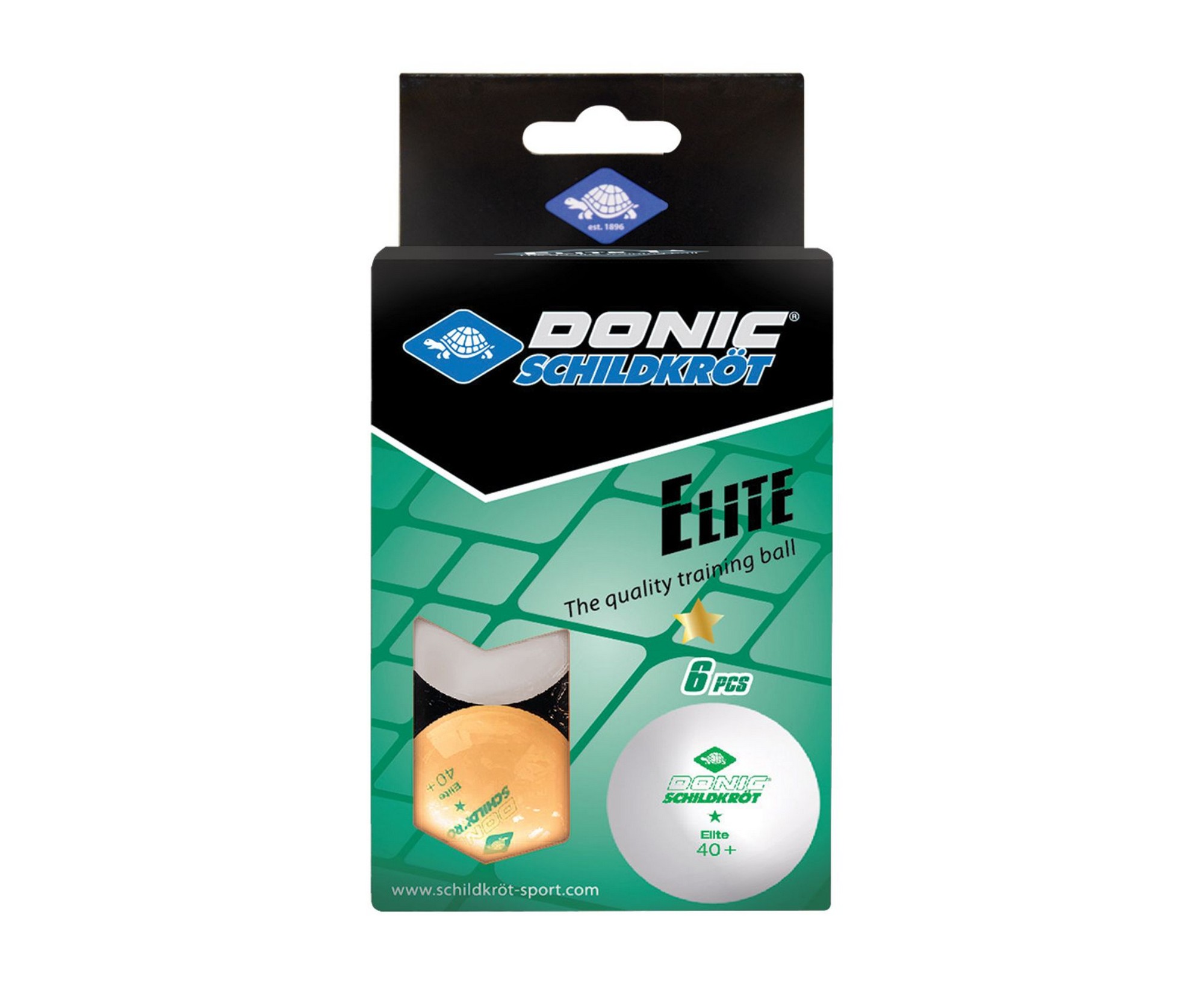Мячики для настольного тенниса Donic Elite 1* 40+, 6 штук 608511 белый + оранжевый 2000_1636