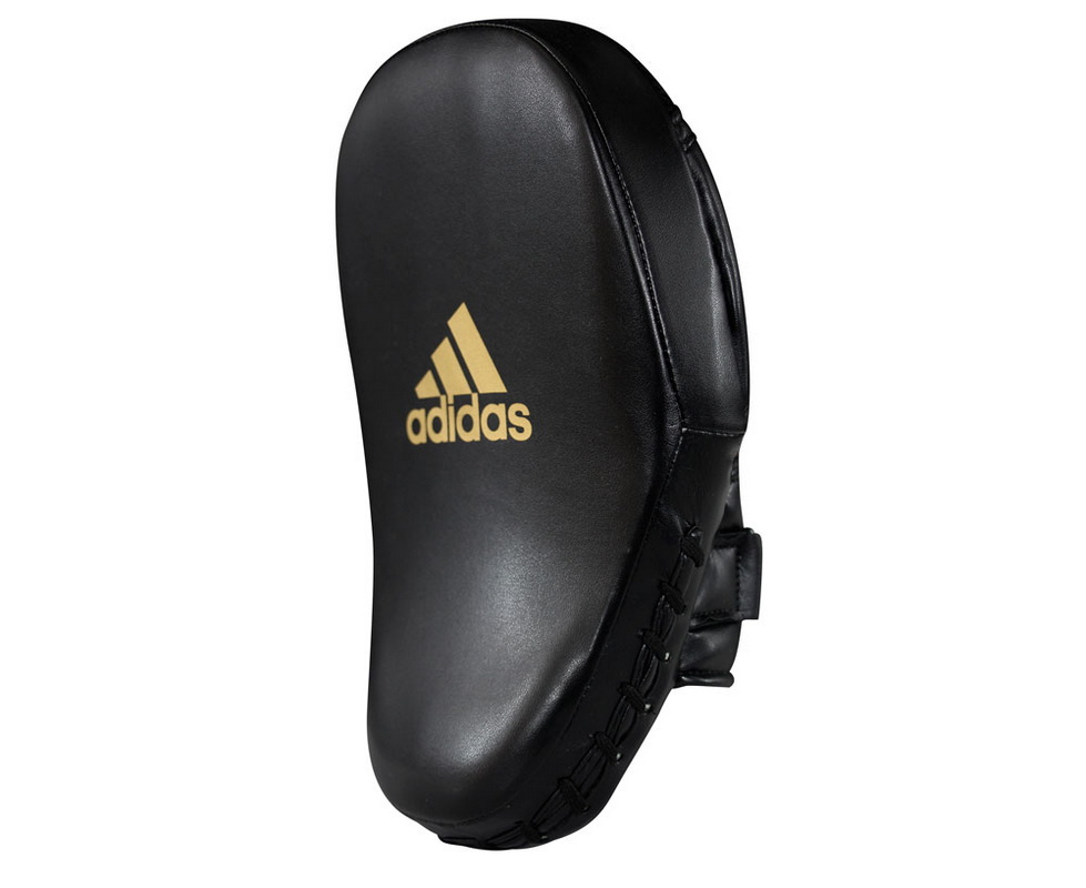 Лапы Adidas Training Curved Focus Mitt Short черно-золотые adiSBAC01 979_800