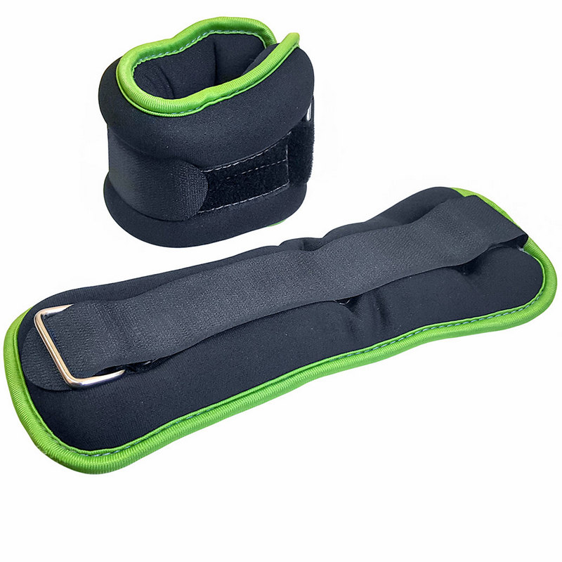 Утяжелители Sportex ALT Sport (2х2,5кг), нейлон, в сумке HKAW104-1 черный с зеленой окантовкой 800_800
