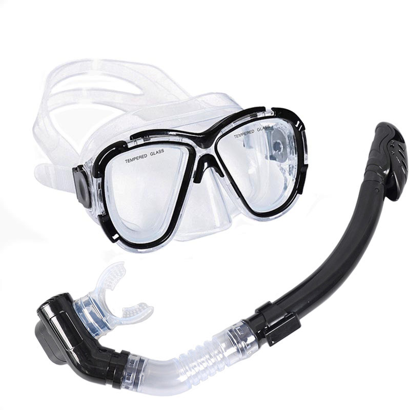 Набор для плавания взрослый Sportex маска+трубка (Силикон) E39238 черный 800_800