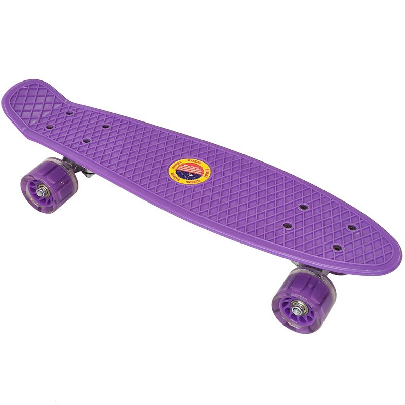 Скейтборд пластиковый 56x15cm, со свет. колесами Sportex E33093 фиолетовый (SK501) 800_800