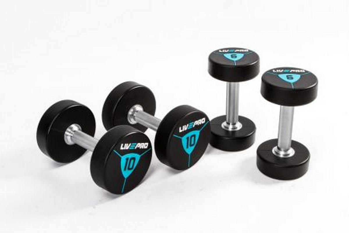 Гантели в уретане 32 кг Live Pro Premium Urethane Dumbbells LP8000-32 1200_800