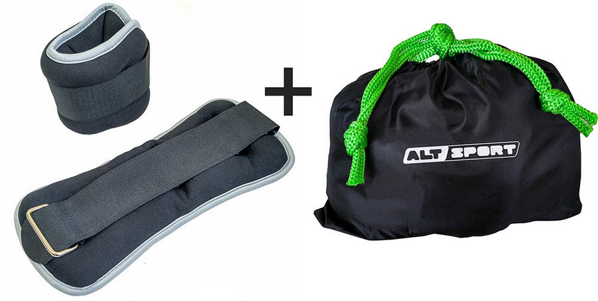 Утяжелители Sportex ALT Sport (2х2,5кг), нейлон, в сумке HKAW104-3 черный с серой окантовкой 1200_605