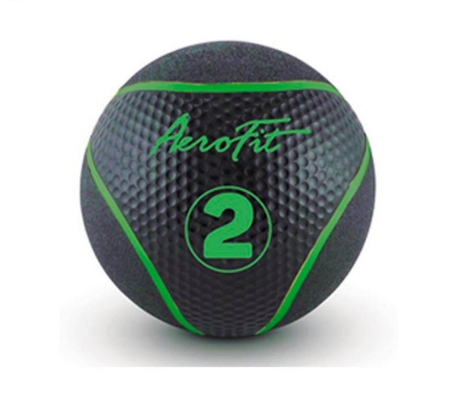 Набивной мяч 2 кг Aerofit AFMB2 черный\ зеленые полоски 942_800