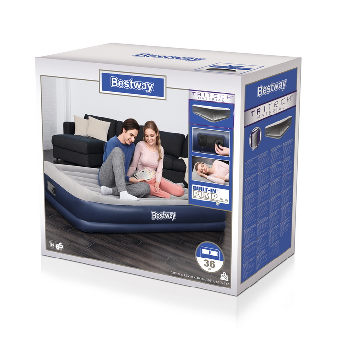 Надувная кровать Bestway Tritech Airbed 203х152х36см с подголовником, встр. электронасос 67725 700_700