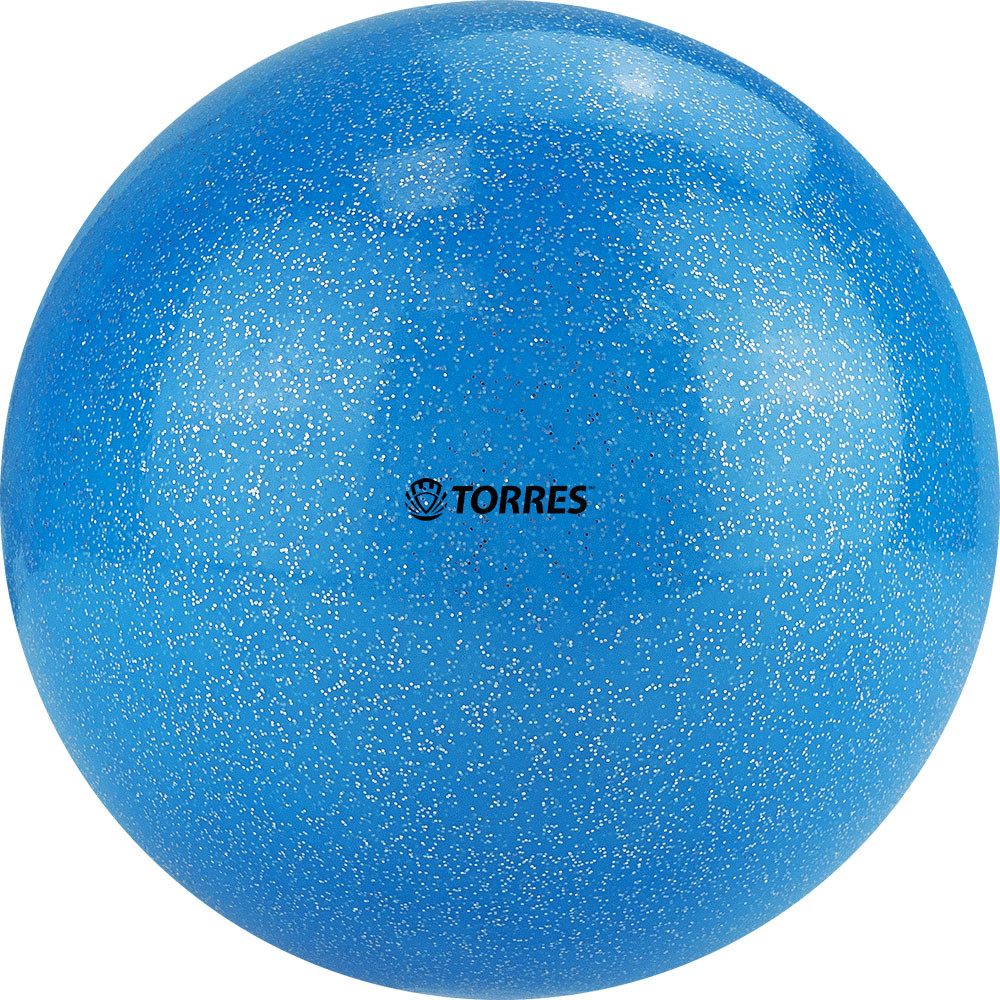 Мяч для художественной гимнастики Torres AGP-15-06, диам. 15 см, ПВХ, небесный с блестками 1000_1000