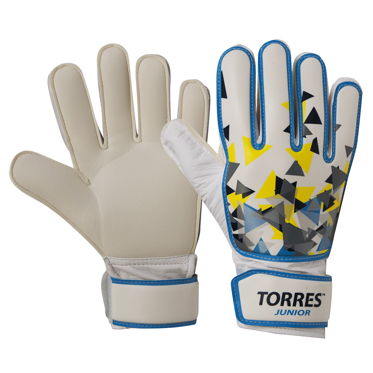 Перчатки вратарские Torres Jr. FG05212, р.6, 2 мм латекс, удл.манж.,бело-голуб-желтый 1200_1200