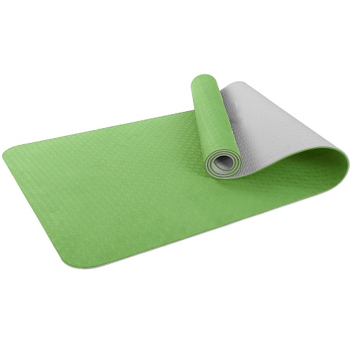 Коврик для фитнеса и йоги Larsen TPE двухцветный зелен/серый р183х61х0,6см 500_500