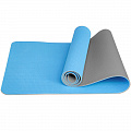 Коврик для йоги 183х61х0,6см Sportex ТПЕ E39308 голубой\серый 120_120