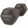 Гантель 4 кг Torres металл в виниловой оболочке, форма шестигранник PL522206 темно-серый 120_120